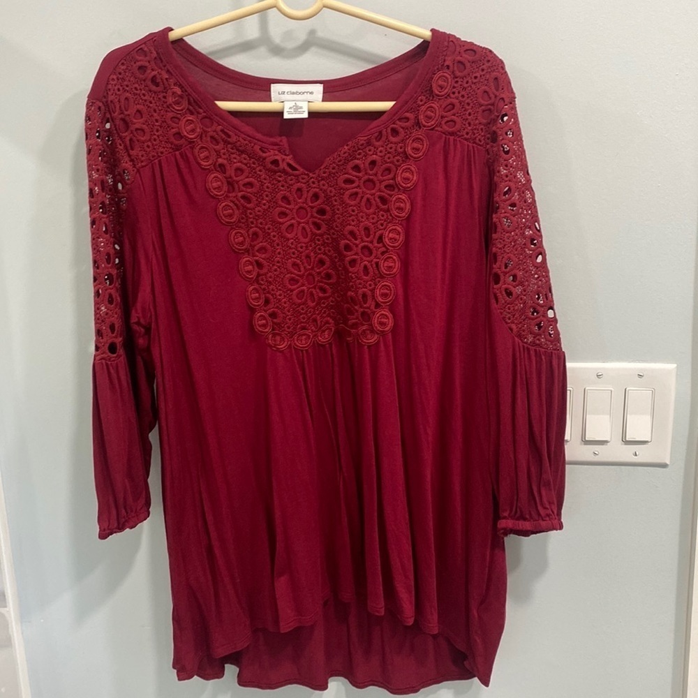 Liz Claiborne large maroon blouse